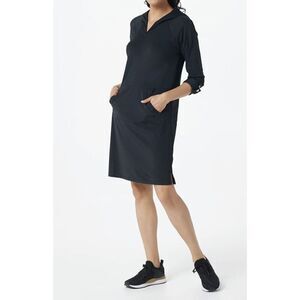 AmberNoon II Dr. Erum Ilyas SunSnug Dress Womens Large UPF 50‎ Hooded Knit Black